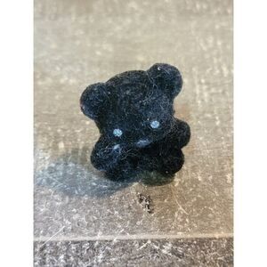Miniature fuzzy black teddy bear toy figure